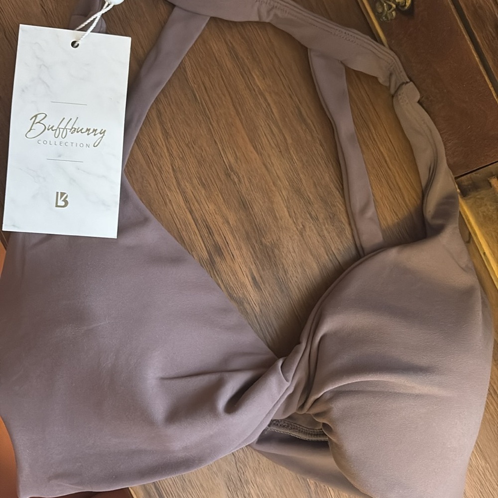 BuffBunny double twist sports bra, Mocha Berry, M. Brand new with tags.